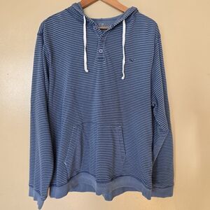 Vineyard Vines Coastal Blue Striped Henley Hoodie XL East Coast Preppy Nautical